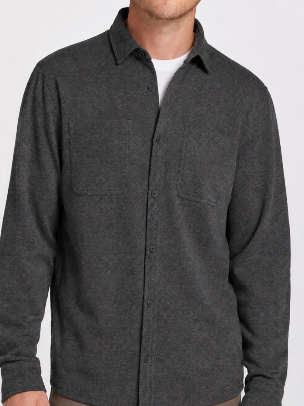 VRST Men's Long Sleeve Button Down Herringbone Shirt with Stretch - Size Large
